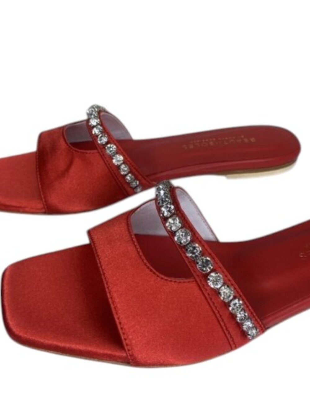 NEW BEAUTISOLES By Robyn Shriber Womens Sandals Red S:10M Gemma Slide Satin Flat - Picture 6 of 10